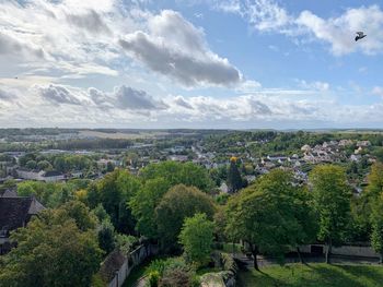 High angle view of townscape against sky