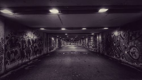 Empty illuminated tunnel