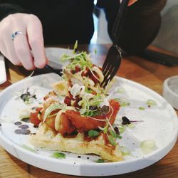 Close-up of meal served in plate