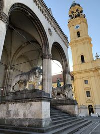 Low angle view of statue of historic building