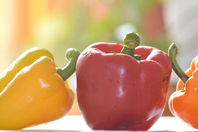 Close-up of fresh red bell peppers