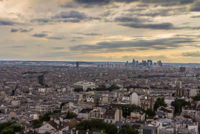 High angle view of buildings in city