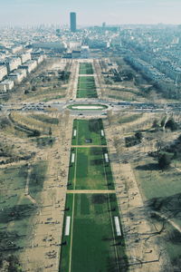 High angle view of buildings in city