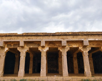 Low angle view of old building against cloudy sky