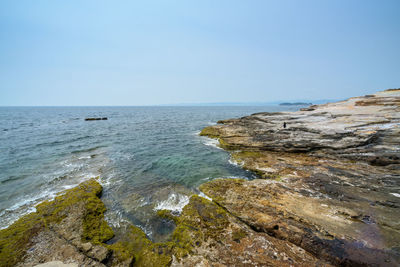 Scenic view of sea against clear sky