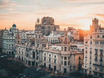 High angle view of buildings in city