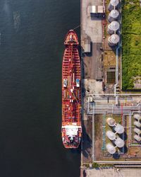 High angle view of ship