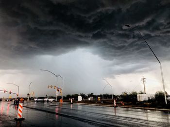 View of city street during rainy season