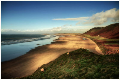 Scenic view of beach against sky