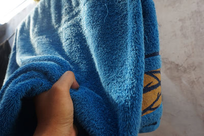 Close-up of hand holding blue eyes