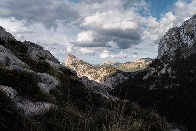 Panoramic view of landscape and mountains against sky