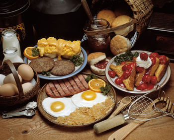 High angle view of food on table