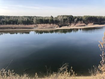 Scenic view of lake against sky