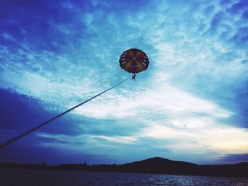 Low angle view of hot air balloon against sky