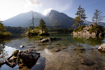 Scenic view of lake against sky