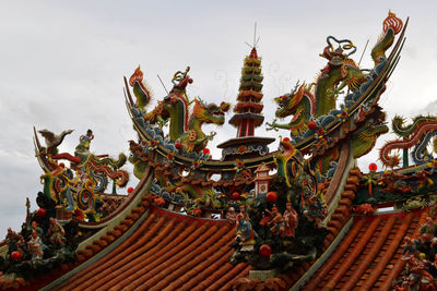 Low angle view of temple building against sky