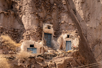 Low angle view of rock formations