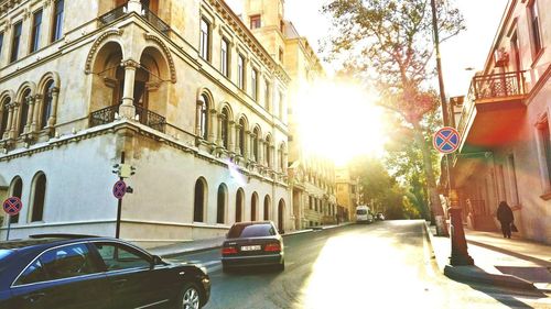 Cars on street in city