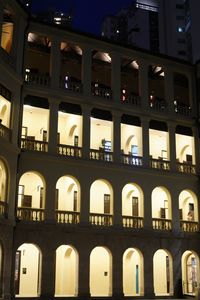 Low angle view of building at night