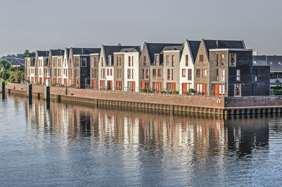 Dutch riverside suburb with traditional housing
