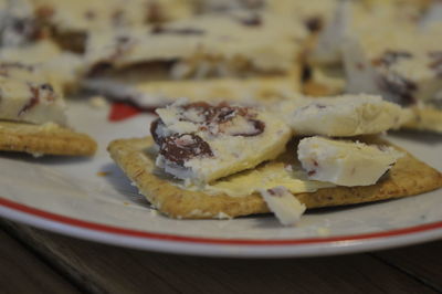 Close-up of dessert in plate on table