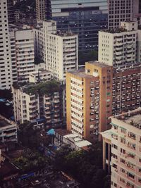 High angle view of buildings in city