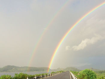 Scenic view of rainbow against sky