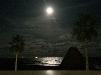 Scenic view of sea against sky at night