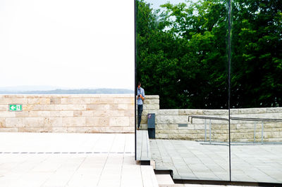 Rear view of window on wall