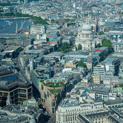 High angle view of buildings in city