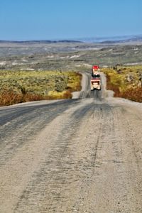 Trucks on rural road