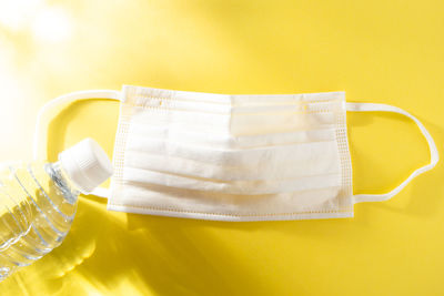 High angle view of white paper on table