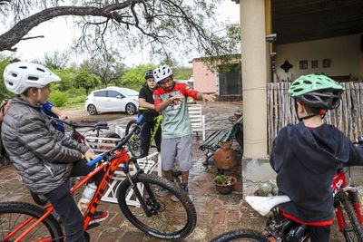 People riding bicycle