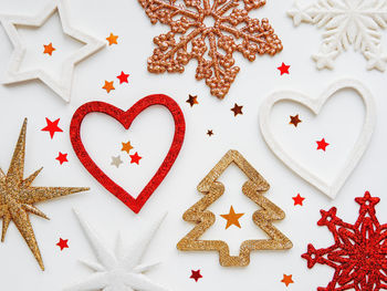 High angle view of cookies on table