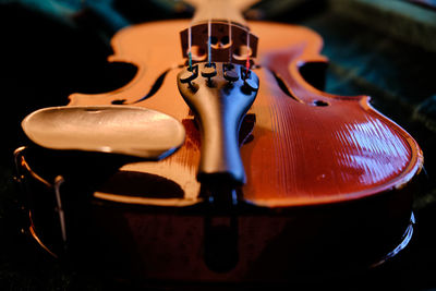 High angle view of violin