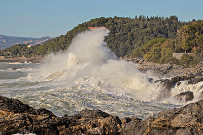 Scenic view of waterfall