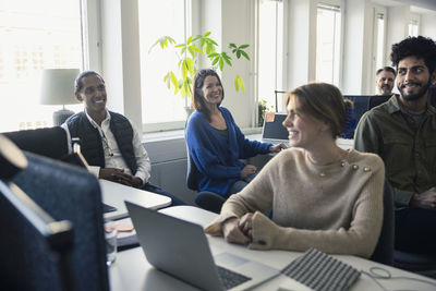 Group of business people having meeting in office