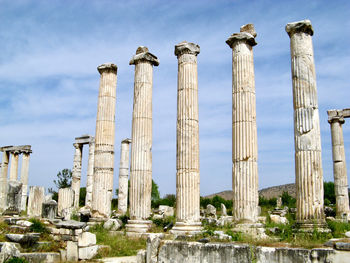 Five standing columns in the ruins of aphrodisias, turkey