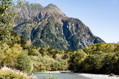 Scenic view of mountains against clear sky