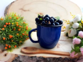 Close-up of drink served on table