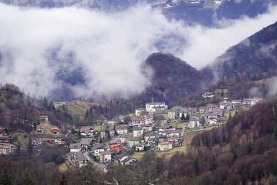 High angle view of townscape against sky