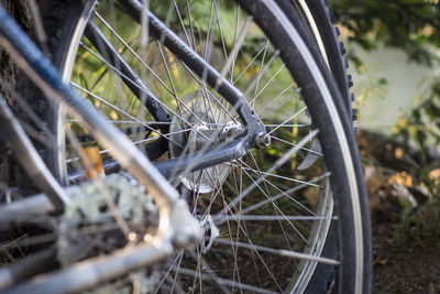 Close-up of bicycle wheel