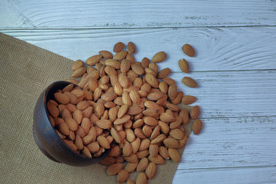 High angle view of bread on table