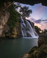 Scenic view of waterfall