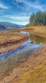 Scenic view of sea against cloudy sky