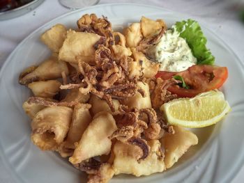 Close-up of served food in plate