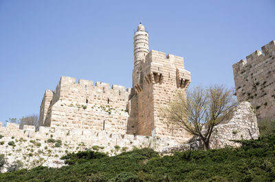 Low angle view of historical building against clear sky