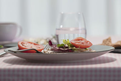 Close-up of meal served in plate