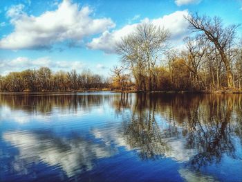 Scenic view of lake against sky