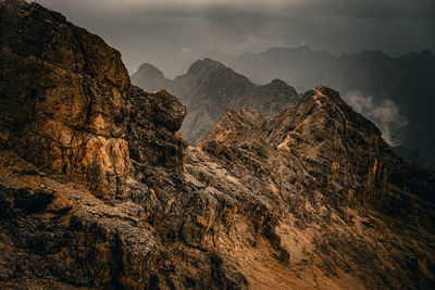 Panoramic view of rocky mountains against sky